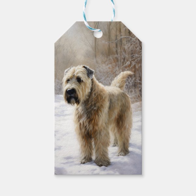 Wheaten Terrier Låt det snöa Jul Presentetikett (Framsidan)