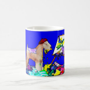 Wheaten Terrier: "Målare" (blått) Kaffemugg
