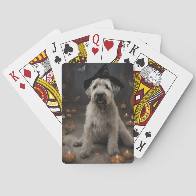 Wheaten Terrier Pumpkins Halloween Scary Casinokort (Baksidan)