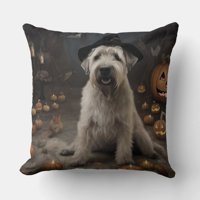 Wheaten Terrier Pumpkins Halloween Scary Kudde (Framsida)