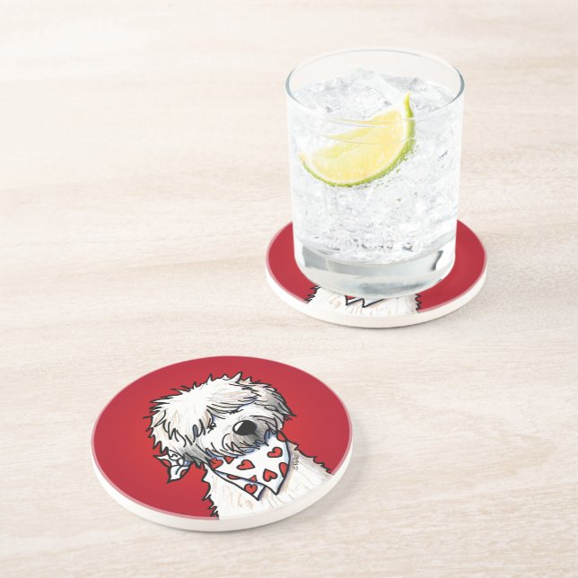 Wheaten Terrier Röd Coaster Underlägg (Sidan)