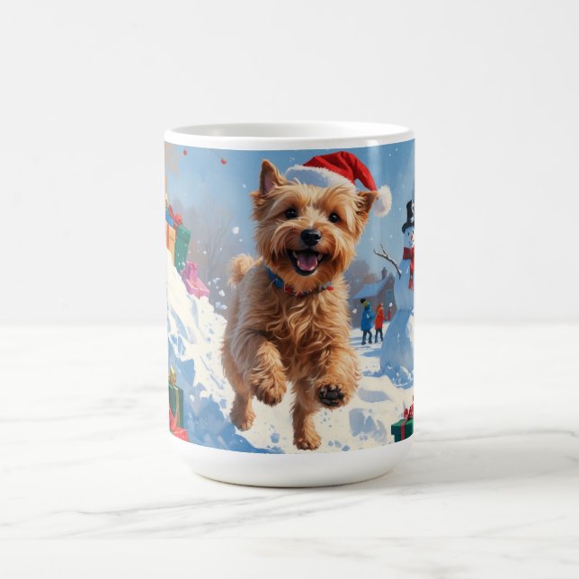 Wheaten Terrier springer i snö med julhatt Kaffemugg (Center)