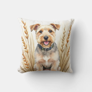 Wheaten Terrier Vattenfärg Korn Linje Konst Kudde