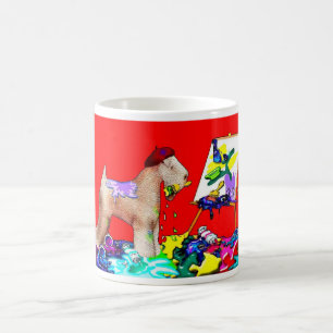 Wheaten Terrierkonstnär (röda Bkgd) Kaffemugg