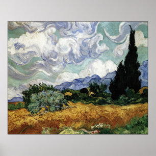 Wheatfield med Cypresses Poster