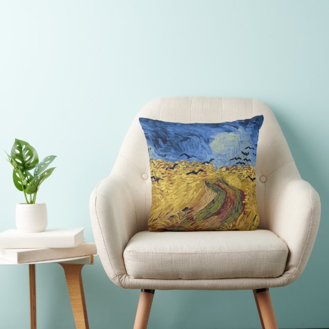 Wheatfield med Kråkas Vincent van Gogh Kudde (Stol)