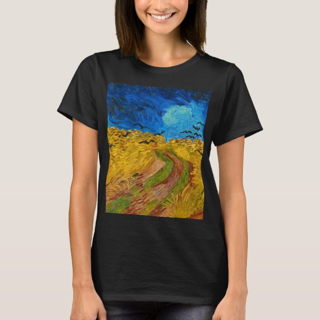 Wheatfield med Kråkor, 1890 av Vincent van Gogh T Shirt (Framsida)