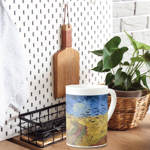 Wheatfield med Kråkor av Van Gogh Benporslin Mugg