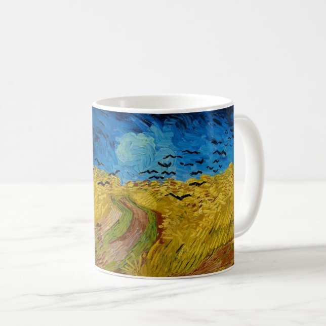 Wheatfield med Kråkor av Vincent van Gogh (1890) Kaffemugg (Framsida höger)