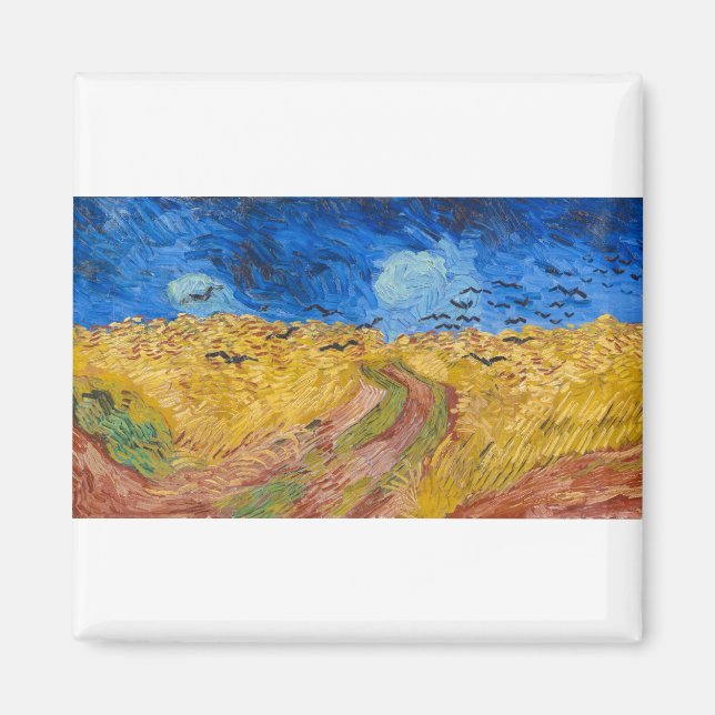 Wheatfield med Kråkor av Vincent van Gogh Magnet (Framsidan)
