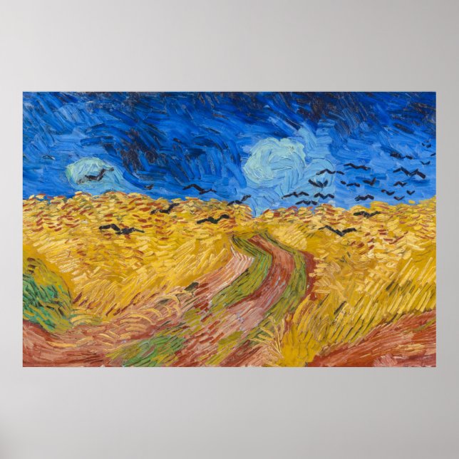Wheatfield med Kråkor av Vincent van Gogh Poster (Framsidan)