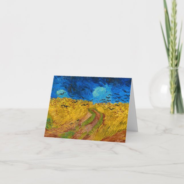Wheatfield med Kråkor av Vincent van Gogh Tack Kort (Framsida)