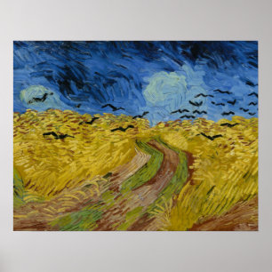 Wheatfield med Kråkor målar Vincent Van Gogh Poster