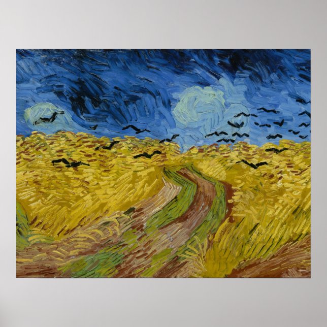 Wheatfield med Kråkor målar Vincent Van Gogh Poster (Framsidan)
