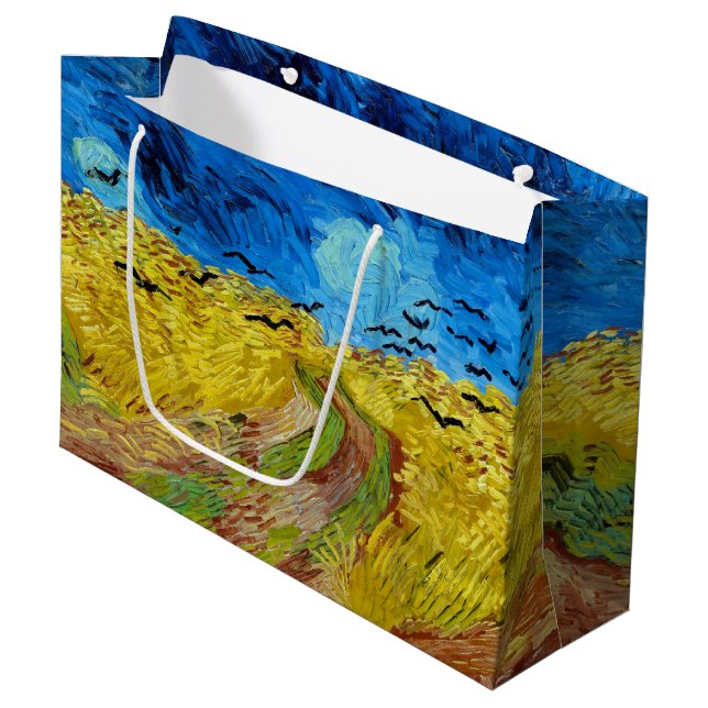 Wheatfield med Kråkor, Van Gogh Large Gift Bag (Framsidan Vinklad)