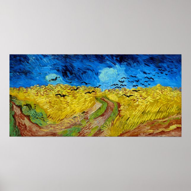 Wheatfield med Kråkor, Van Gogh Poster (Framsidan)