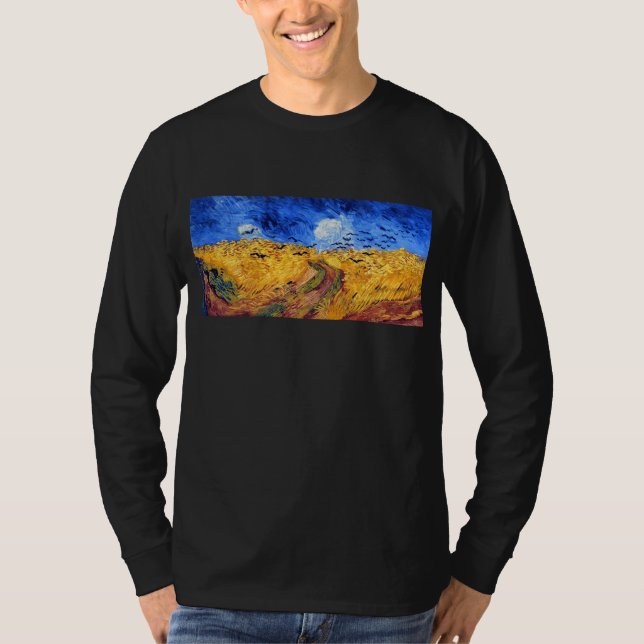 Wheatfield med kråkor, Van Gogh T Shirt (Framsida)