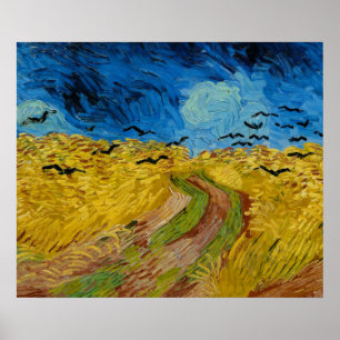 Wheatfield med kråkor vid den Vincent Van Gogh Poster