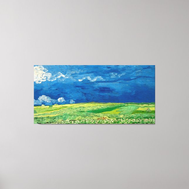 Wheatfield Under Thunderclouds av Vincent van Gogh Canvastryck (Framsida)