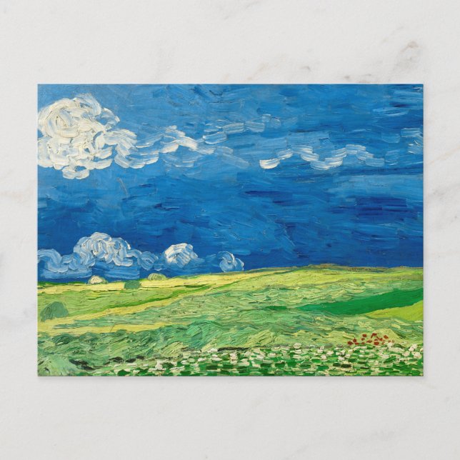 Wheatfield Under Thunderclouds av Vincent van Gogh Vykort (Framsida)