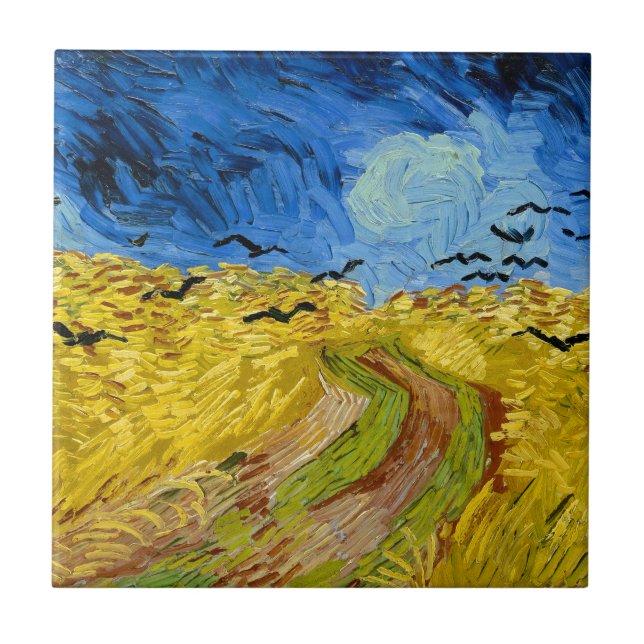 Wheatfield with crows - Vincent Van Gogh (1890) Kakelplatta (Framsidan)