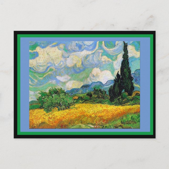 Wheatfield with Cypresses, Van Gogh, Vykort (Framsida)