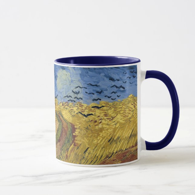Wheatfield with Kråkas (F779) Van Gogh Fine Art Mugg (Höger)