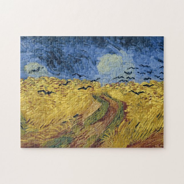 Wheatfield with Kråkas (F779) Van Gogh Fine Art Pussel (Horisontell)