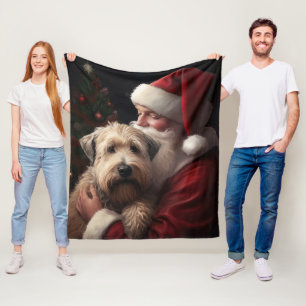 Wheaton Terrier med Jultomten julafton Fleecefilt