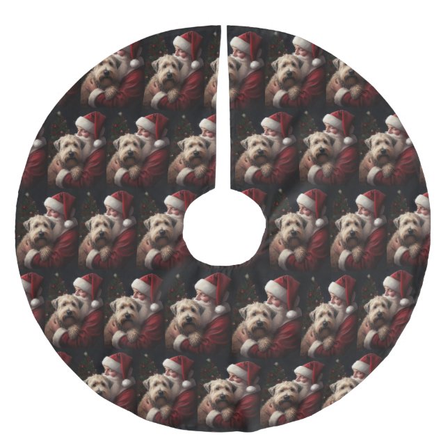 Wheaton Terrier med Jultomten julafton Julgransmatta Borstad Polyester (Framsidan)