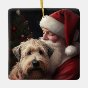 Wheaton Terrier med Jultomten julafton Julgransprydnad Keramik
