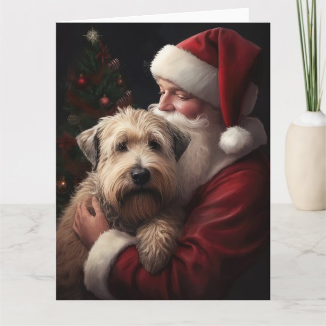 Wheaton Terrier med Jultomten julafton Kort (Framsida)