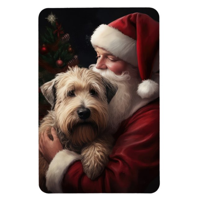 Wheaton Terrier med Jultomten julafton Magnet (Vertikal)