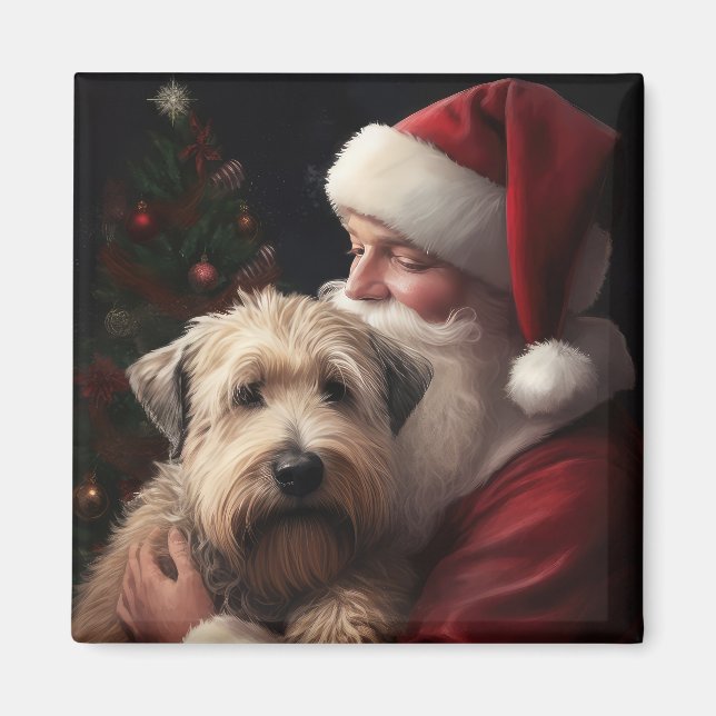 Wheaton Terrier med Tomte Festlig jul Magnet (Framsidan)