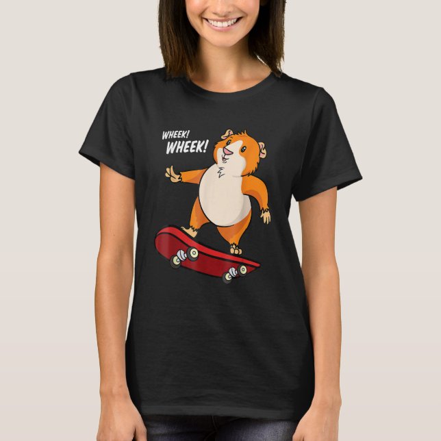 Wheek Wheek Marsvin Skateboard Skateboardåkare T Shirt (Framsida)