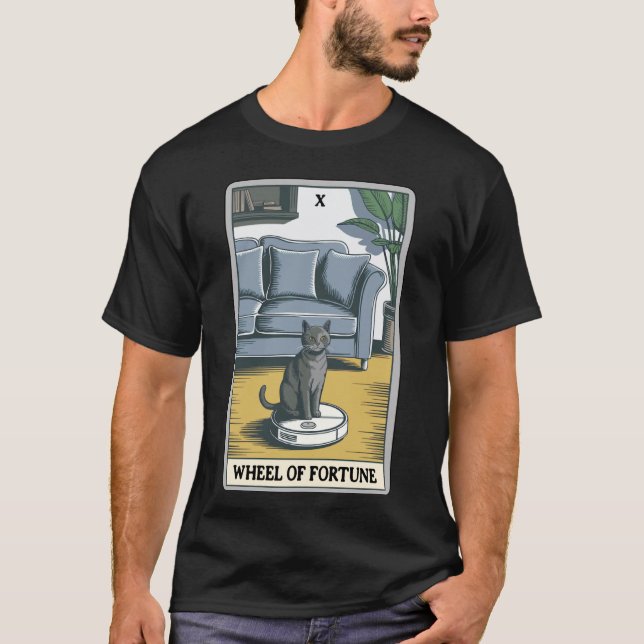 Wheel of Fortune Robot Dammsugare Rolig Tarot  T Shirt (Framsida)