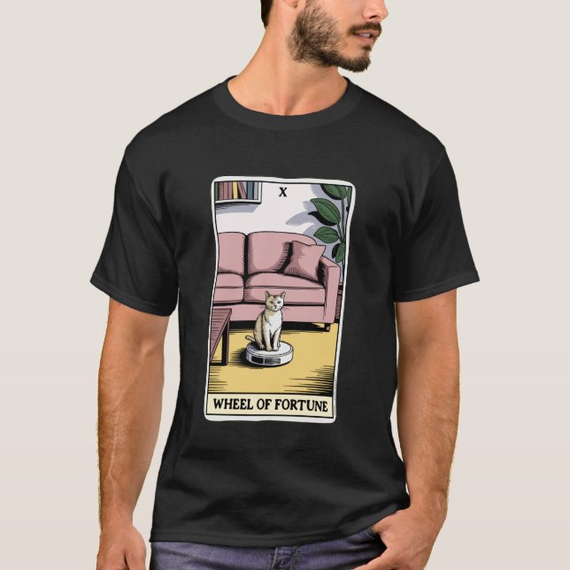 Wheel of Fortune Robot Dammsugare Rolig Tarot  T Shirt (Framsida)