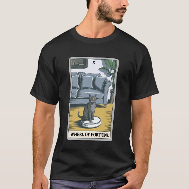 Wheel of Fortune Robotdammsugare Rolig Tarot  T Shirt (Framsida)