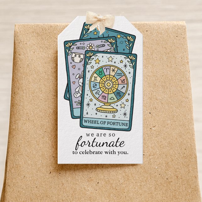 Wheel of Fortune Tarot Baby Shower Thank You Favor Presentetikett (Skapare uppladdad)