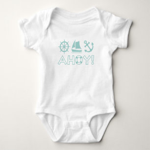 Wheel Sailboat Anchor Ahoy! Light Teal T Shirt