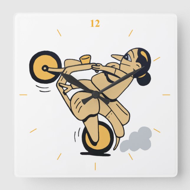 Wheelie Fyrkantig Klocka (Framsida)
