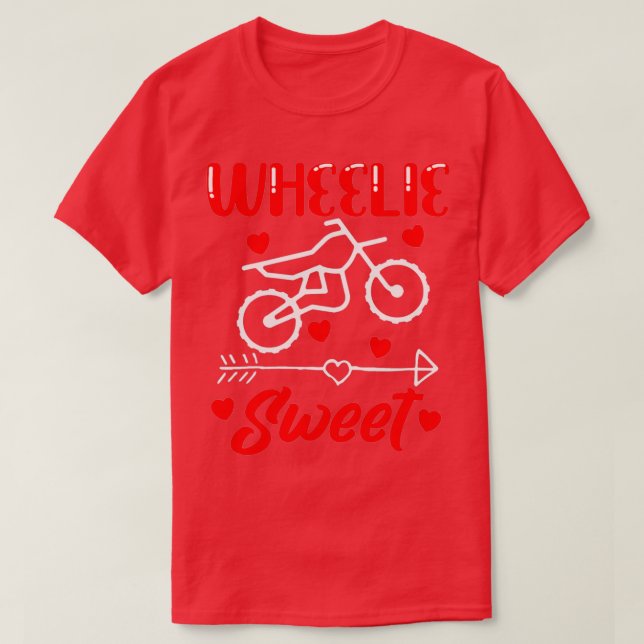 Wheelie Sweet Funny Valentines day Heart Dirt Bike T Shirt (Design framsida)