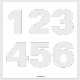 Wheelie Tunna siffror i Grått och White Sticker Klistermärken