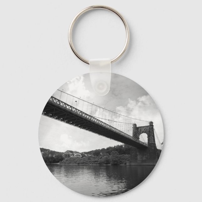 Wheeling Suspension Bridge B&W Nyckelring (Framsida)