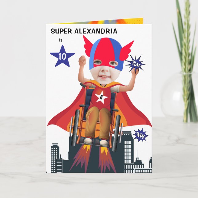 Wheelstol SupertheGirl Flies Hero Birthday Kort (Framsida)