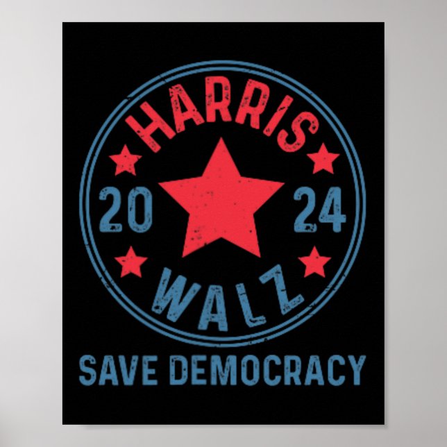 Wheimer 2024 Spara Democracy Kamala Harris Tim Wal Poster (Framsidan)