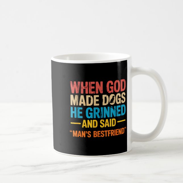 When God Made Dogs Funny Pet Owner Christian Faith Kaffemugg (Höger)