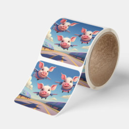 When Pigs Fly Funny Airplane Pigs Fyrkantigt Klistermärke