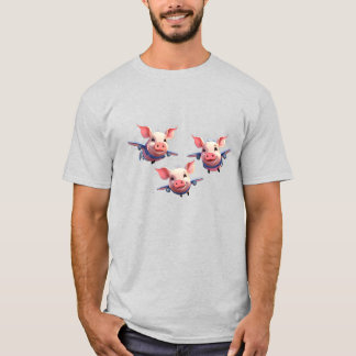 When Pigs Fly Funny Pig Airplanes T Shirt