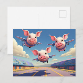 When Pigs Fly Funny Pigs Airport Vykort